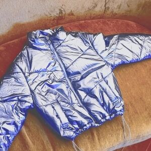 F 21 Silver Blue Puffer Jacket